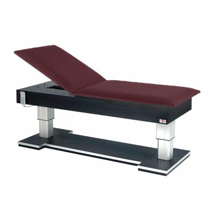 Bariatric Hi-Lo Treatment Table w/ Power Backrest Deep Wine Hausmann Brand