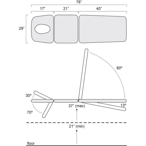 Titan Premier 3-Section Hi-Lo Treatment Table Specifications - Shop Sourceortho.net