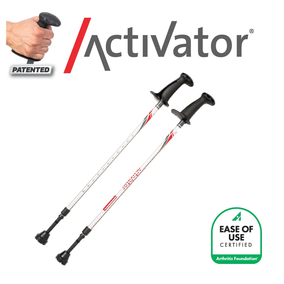 Activator Rehab Walking Poles - Original Silver Red Urban Poling Mobility