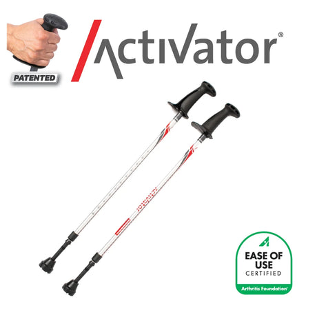 Activator Rehab Walking Poles - Original Silver Red Urban Poling Mobility