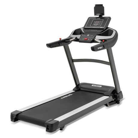 Treadmill with a digital display on a white background