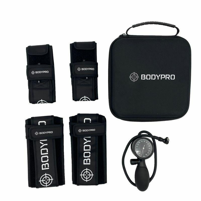 BodyPro Blood Flow Restriction Cuffs BFR 4 Cuff Set with Pump and Case