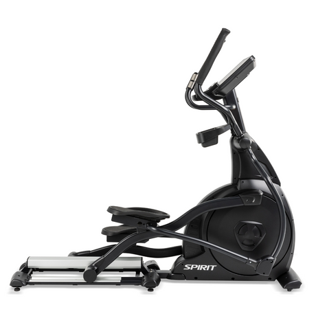 Black elliptical machine with 'Spirit' branding on a white background