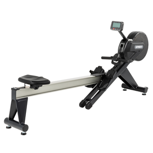Rowing machine with digital display on a white background