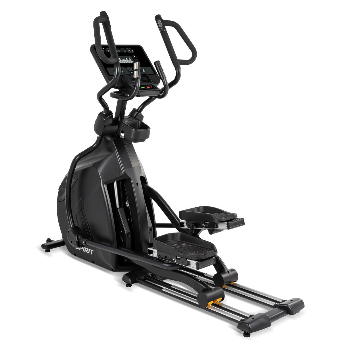 Black elliptical machine on a white background