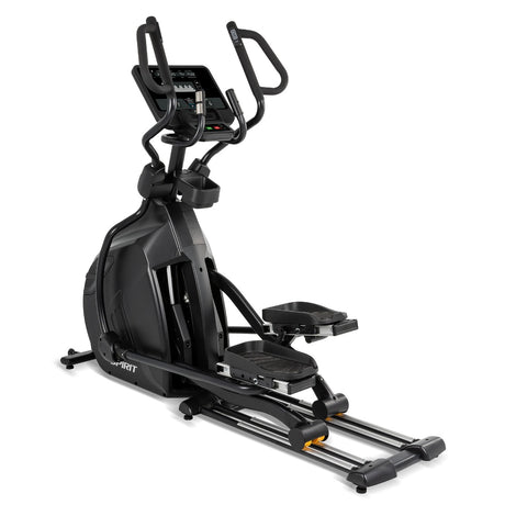 Black elliptical machine on a white background