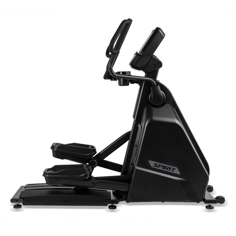 Black elliptical machine with 'Spirit' branding on a white background