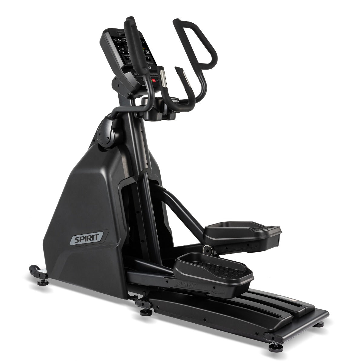 Black elliptical machine with 'Spirit' branding on a white background