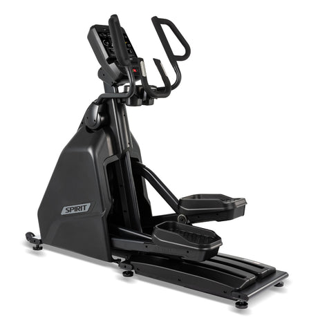 Black elliptical machine with 'Spirit' branding on a white background