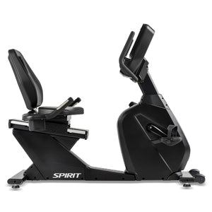 Black exercise bike with 'Spirit' branding on a white background