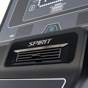 Close-up of a treadmill control panel with 'Spirit' branding.