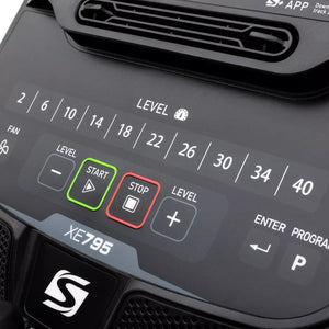 Control panel of a device with labeled buttons and display for settings.