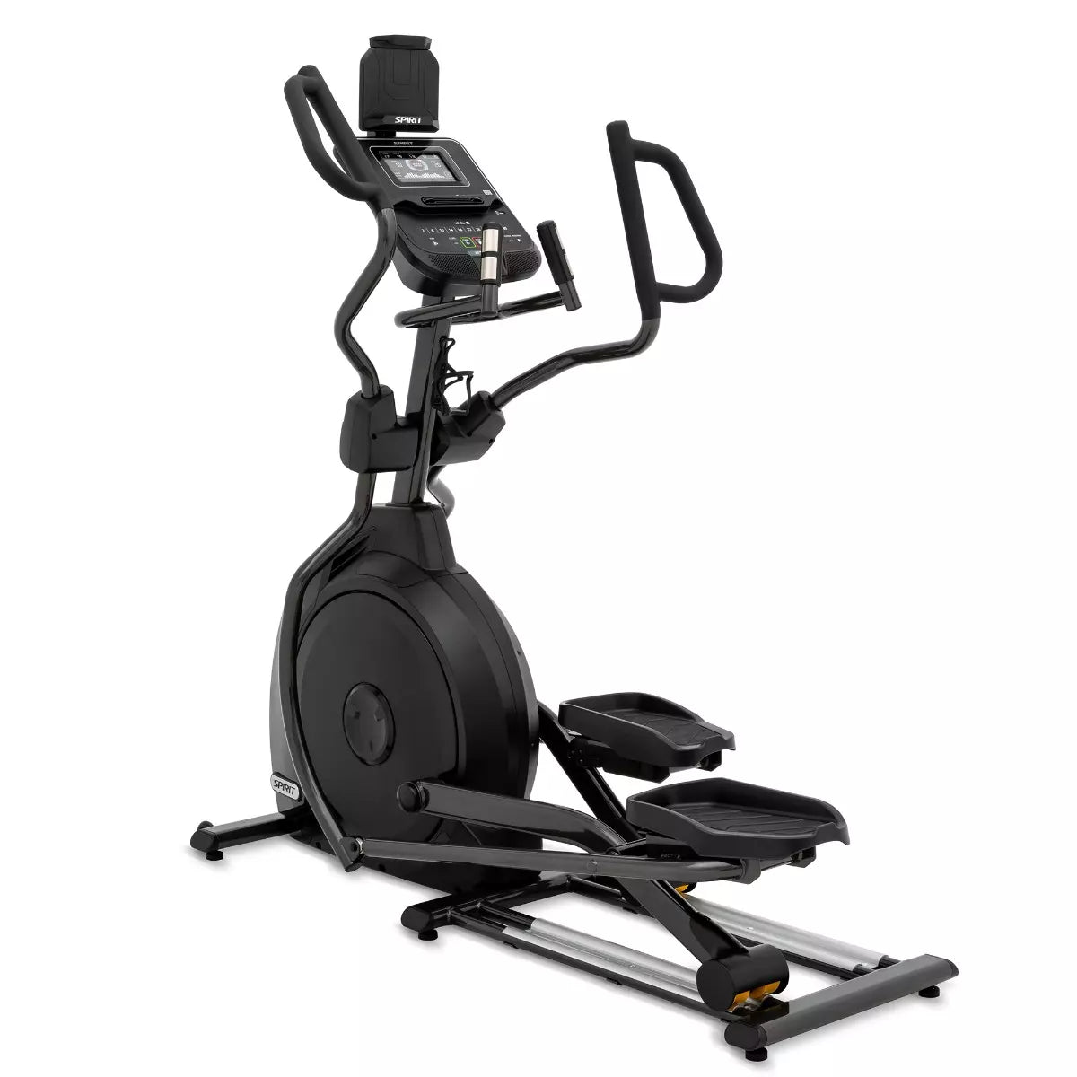 Black elliptical machine on a white background