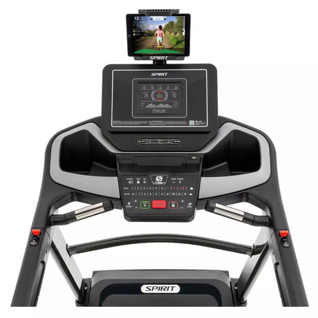 Treadmill with a display screen on a white background