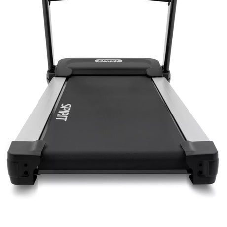 Black treadmill with 'Spirit' branding on a white background